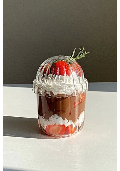 2'li Kübbe Kapaklı Pipetli Bardak 430ml Isıya Dayanıklı Eggglass İskandinav Kahve Sunum Bardağı