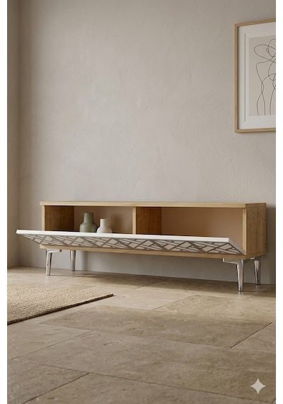 Tsa1238dbs Arex Tv Sehpası Safirmeşe-beyaz-silver 120cm