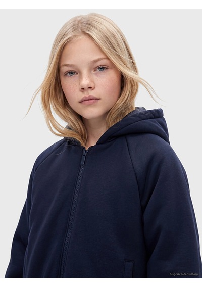 LC Waikiki Lcw Kids Lacivert Kapüşonlu Kız Çocuk Ceket Dark Navy