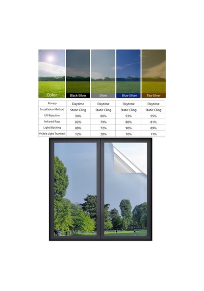 75x100 Cm Blue Silver Aynalı Cam Filmi Statik Uv Güneş Koruyucu Cam Kaplama
