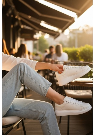 Enoch Erkek Yüksek Taban Sneaker Oversize Kalın Tabanlı Ve Mat Deri Görünümlü Günlük Model Beyaz Enoch Erkek Yüksek Taban Sneaker Oversize Kalın Tabanlı Ve Mat Deri Görünümlü Günlük Model Beyaz