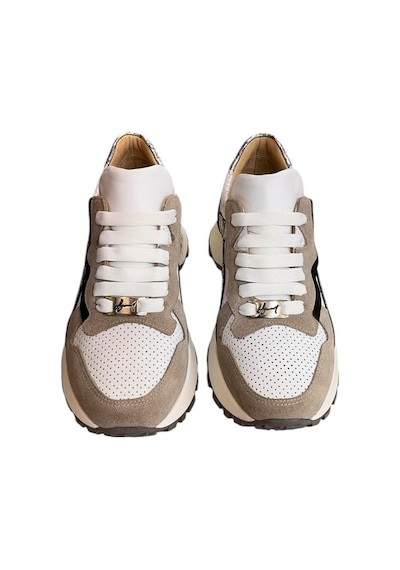 Beyaz Hakiki Deri Vizon Garnili Comfort Taban Bağcıklı Sneaker Beyaz