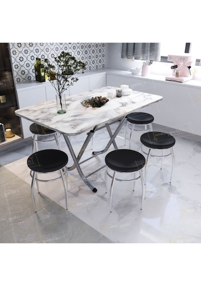 Krom Tabure Mutfak Balkon Teras 6 Adet Karışık Renk
