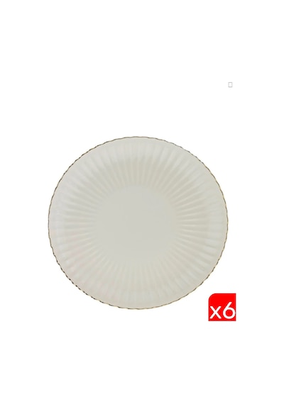 Kütahya Porselen Bone Luz Altın File Servis Tabağı 27cm 6 Lı Çok Renkli
