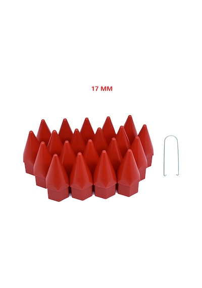 Bijon Kapağı Sivri 17 Mm Kırmızı 20 Li Set