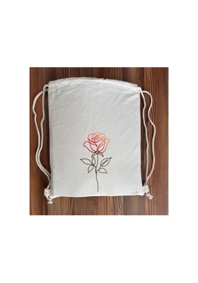 Hodie Collection Gül Desenli Büzgülü Bez Sırt Çantası İnce Hafif Günlük Kullanım Ekru - 855698266 Ekru - 855698266 Ekru