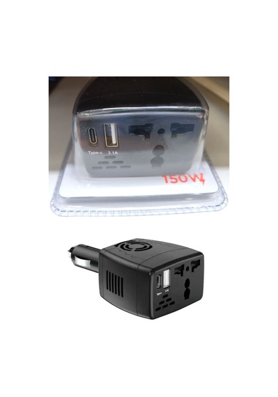 Araç Çakmak İnverter 150w İnvertör Çakmaktan 12v To 220v Çevirici