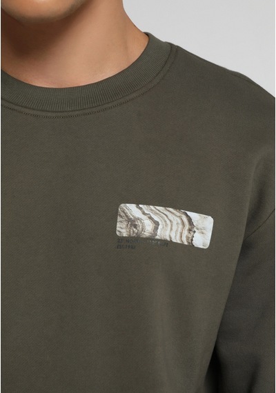Colin's Colins Relaxed Fit Yuvarlak Yaka Düz Erkek Yeşil Sweatshirt Cl1080485 Q1.v2 Kha Haki