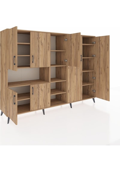 Hyperion Dolap 13 Raflı 7 Kapaklı 220x44x163 Çam-çam Çam-çam