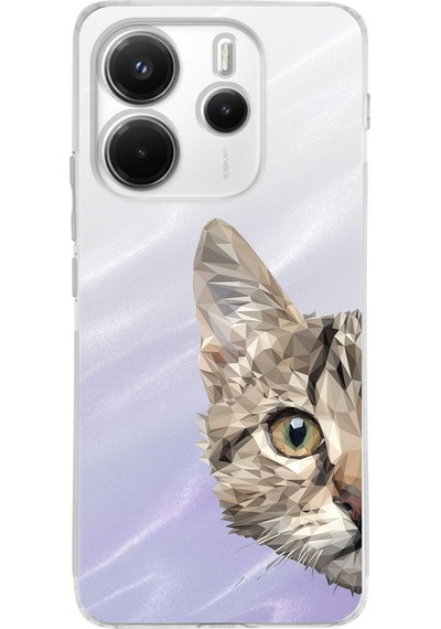 Xiaomi Redmi Note 14 4g İle Uyumlu Catface Baskılı Tasarım Kamera Korumalı Şeffaf Kılıf Şeffaf