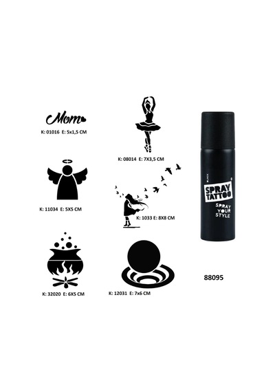 Hayal Modelleri Spray Tattoo Geçici Dövme Seti Siyah Sprey
