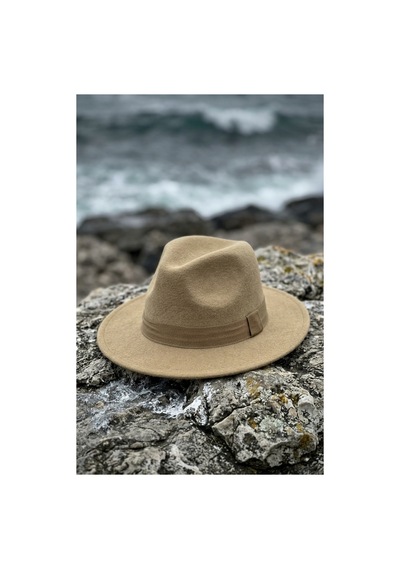 Emybox Kadın Kaşe Kovboy Şapka Geniş Siperlikli Fötr Kemerli Kışlık Şık Şapka Country Vintage Tarz Şapka Haki