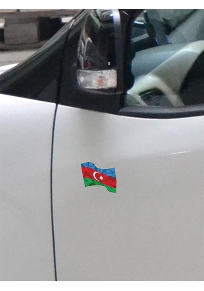 Azerbaycan Dalgalı Bayrak Etiket 7 X 6 Cm