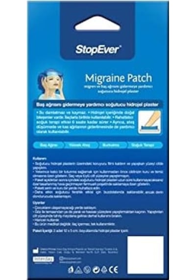 Stopever Cooling Patch Soğutucu Hidrojel Plaster 3'lü Paket İlaç İçermeyen Alın Bölgesi Ferahlatıcı 6 Saat Etkili 3 X 2 Adet