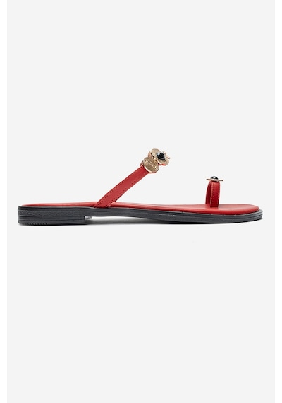 Luvishoes Martınez Kırmızı Tokalı Hakiki Deri Kadın Parmak Arası Terlik