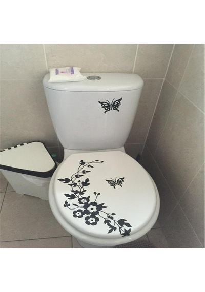 Kelebek ve Çiçek Klozet Banyo Sticker
