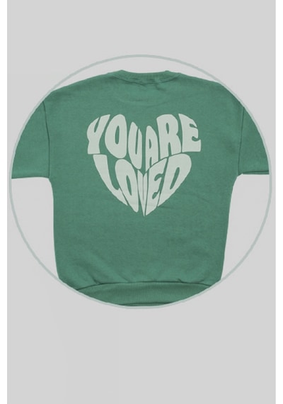 Kız Çocuk 3 İplik Şardonlu-arkası Baskılı Sweatshirt 12-16 Yaş 12396 Su Yeşili