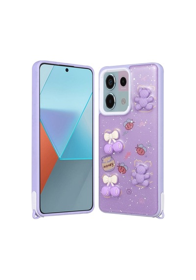 Zore Redmi Note 13 Pro 5g Kılıf Parlayan Sıvılı Simli Kabartma Figürlü Ogaa Cevze Kapak-pembe