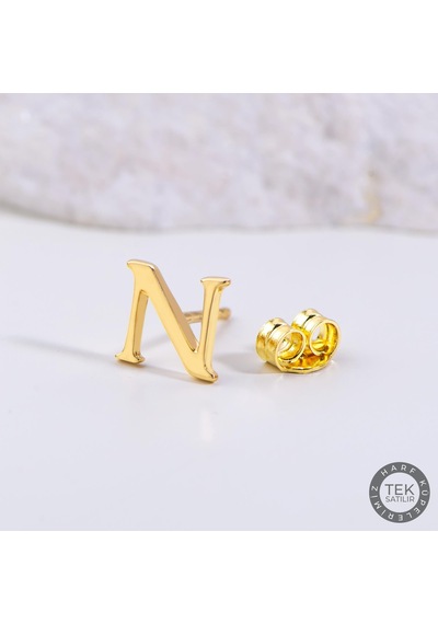 Goldkupe 14 Ayar Altın N Harf Küpe 0,56 Gr-1372