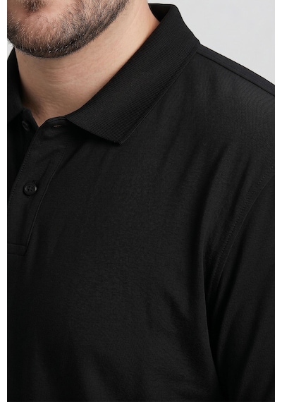 Tommy Life Siyah Polo Yaka Büyük Beden Battal Erkek T-shirt - 88511