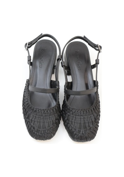 Nesilshoes Nesil Shoes Pine 2023 Siyah Topuklu Örgü Kadın Sandalet
