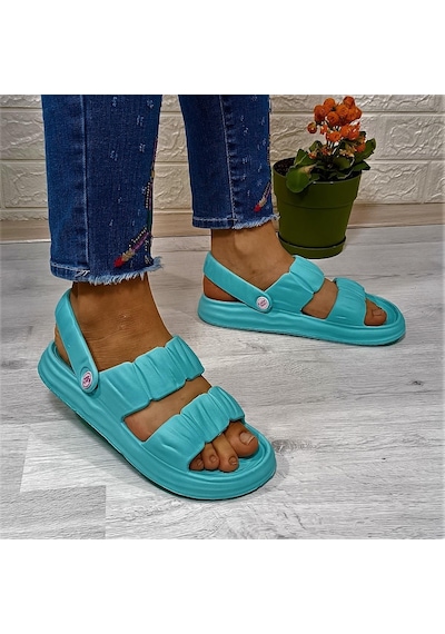 Calx 1260 Su Yeşili Hafif Rahat Kadın Terlik & Sandalet 001