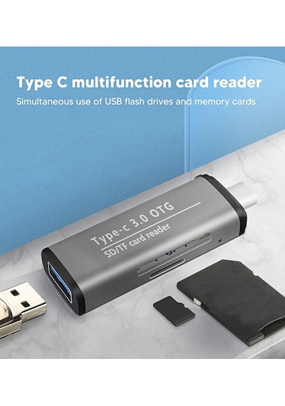 Type-c To Usb 3.0 Tf Sd Kart Okuyucu Usb Type-c Otg Adaptör Çevir
