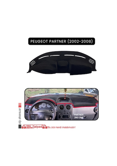 Peugeot Partner 2002-2008 Torpido Koruma Halısı Siyah Kenar