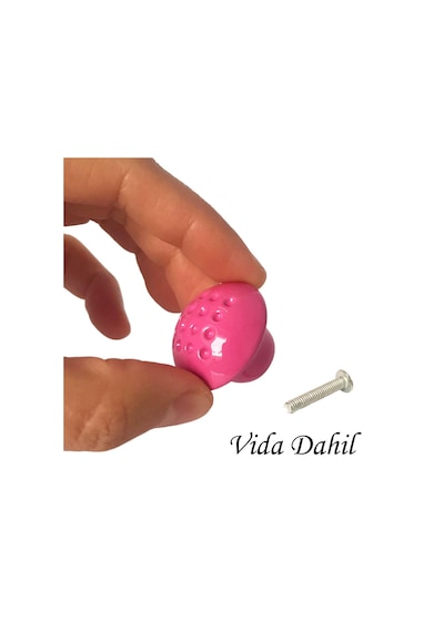 3 Adet Pembe Noktalı Mantar Düğme Kulp Çocuk Bebek Mobilya Çekmece Dolap Kapak Kulbu Metal Kulp Aksesuarları Vidalı
