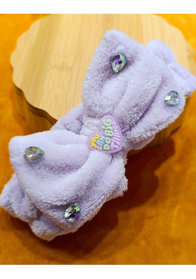 Monalisa Home Lüks Peluşlu Figürlü Saç Bandana Açık Mor