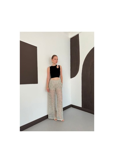 Verymoda Pullu File Pantolon D3134 Taş