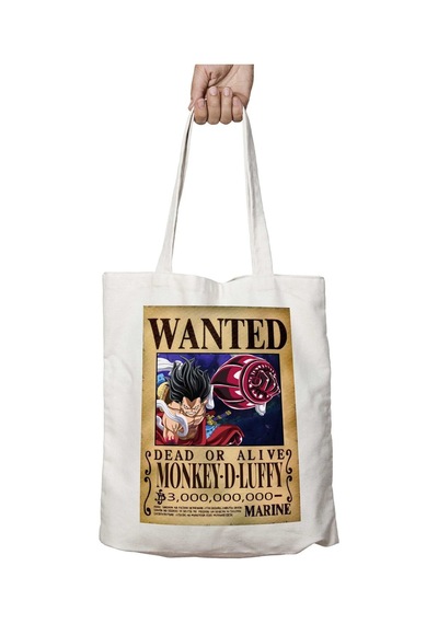Art Hediye Wanted Monkey D Luffy A Anime İki Tarafı Kalıcı Baskılı Yıkanabilir Çanta Çok Renkli