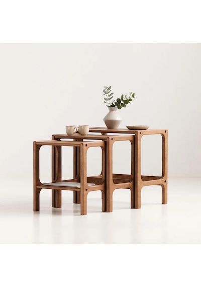 Woodesk Line, Ahşap Zigon Sehpa, 50x50, Tik Renk, Cpt4740-50