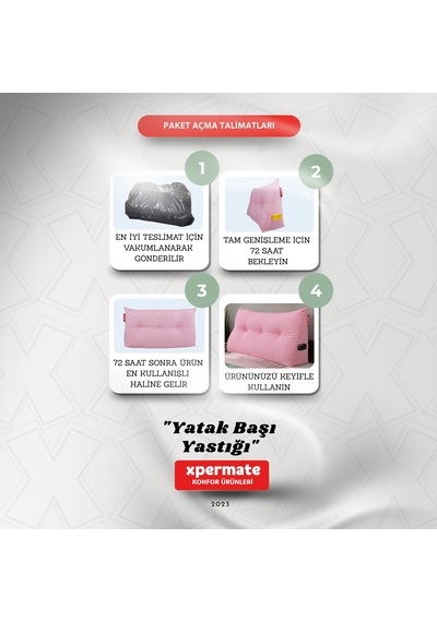 Yatak Başı Yastığı Sırt Ve Bel Destek Yastığı 160 Cm Pembe