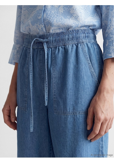 Lcw Grace Mavi Beli Lastikli Bermuda Fit Kadın Jean Şort