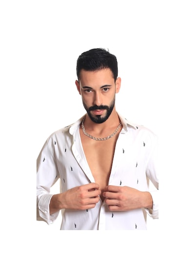 Labalaba Erkek Lak Kaplama Kalın Zincir Formlu Kolye Gümüş Sarı