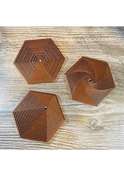 3d Baskı Super Fidget Coaster Seti - Altıgen Desenli Bardak Altlığı Ve Tutucu-kahverengi Diğer