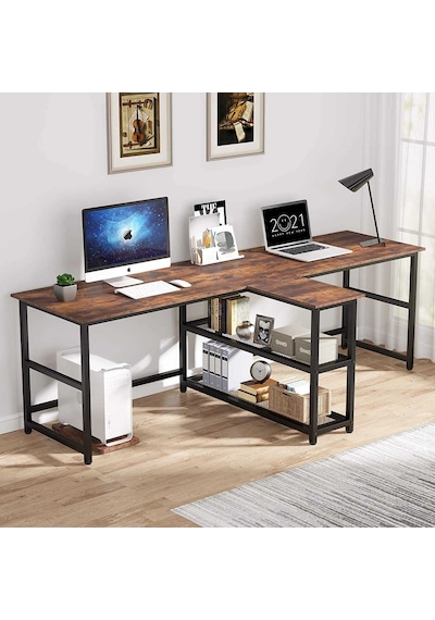 Zizuva  Zizuva Tasarım Kitaplıkla Bölmeli Modern 2 Kişilik Çalışma Masa  (541151295)