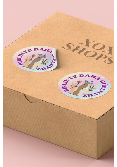 Birlikte Daha Güçlüyüz Yuvarlak Sticker Etiket 3x3cm St2414 Çok Renkli