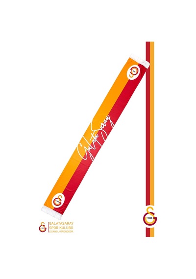 Galatasaray Lisanslı Çift Yön Baskılı Şal Kaşkol Atkı Ahşap Kutulu Sarı - Kırmızı