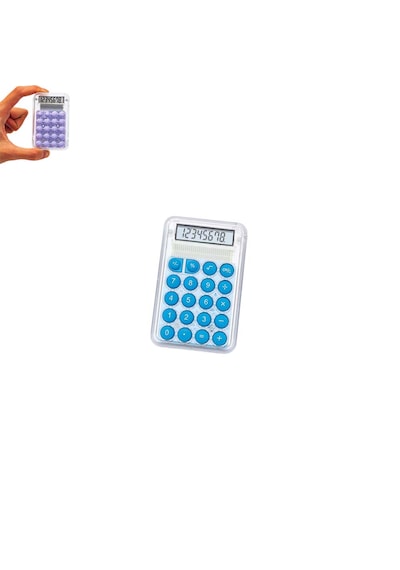 Mini Hesap Makinesi Silikon Tuşlu Lcd Ekran 8 Haneli Şeffaf Mini Hesap Makinesi Ebat 8,5cm X 5,4cm Mavi