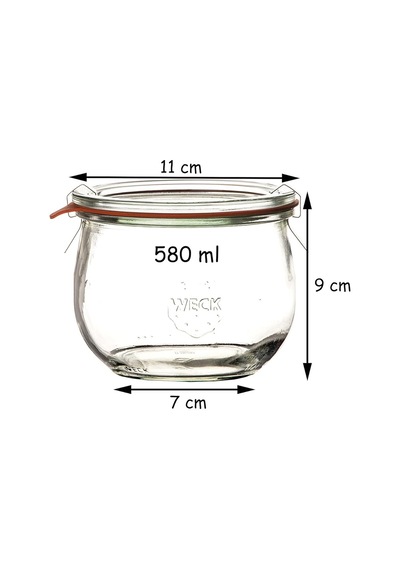 Weck Hava Geçirmez Clip-close Kapalı Tulip 580 Ml Kapaklı Kap 100 Mm, 6 Adet, Cam, Şeffaf, 6 Diğer