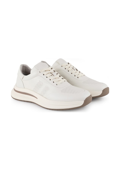Lbr H1130 Antik Deri Erkek Sneaker - Eva Tabanlı Bağcıklı Günlük Spor Ayakkabı Bej