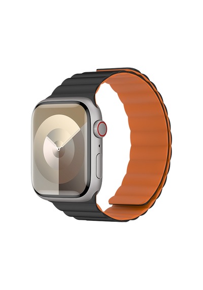 Watch 38mm Benks Magnetik Tak Çıkar Silikon Strap Kayış Siyah - Turuncu