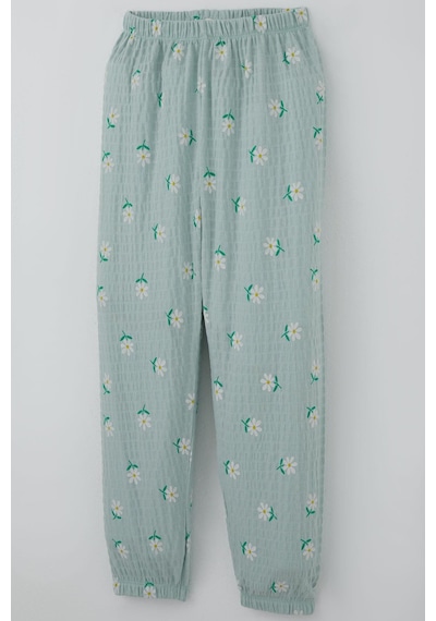 Breeze Kız Çocuk Pijama Takımı Papatya Desenli 4-8 Yaş, Su Yeşili Su Yeşili
