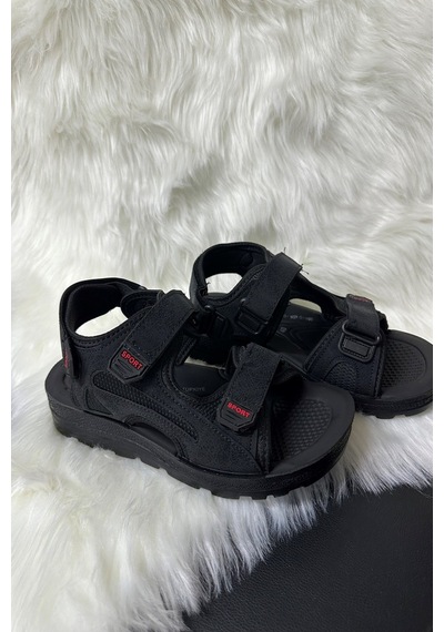 Günlük Unisex Kalın Anatomik Taban Cırtlı Ayarlanabilir Plaj Havuz Deniz Sandalet 037-337-183 Siyah Gençpoli