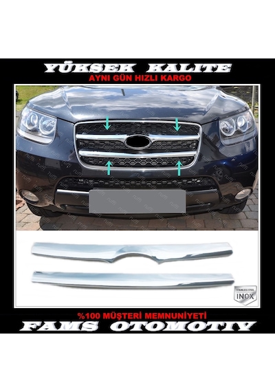 Hyundai Santa Fe Krom Ön Panjur 2 Prç. 2006-2010 Arası P. Çelik