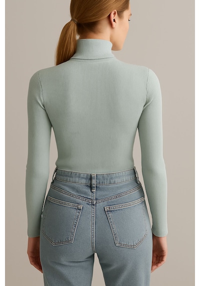 Catspy Unisex Premium Pamuklu Balıkçı Yaka Kaşkorse Şardonlu Slimfit Boğazlı Kazak Bebe Mavisi