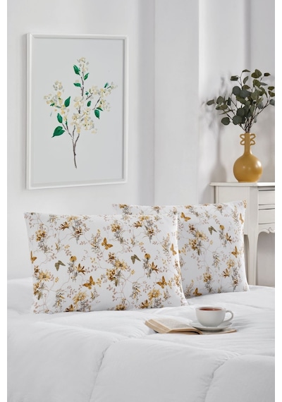 2'li Yastık Kılıfı Pamuklu 50x70 Cm Sarıkelebek Sarı Kelebek