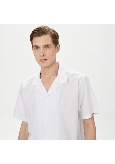 Nautica Erkek Beyaz Classic Fit Kısa Kollu Gömlek Düz W35511t Beyaz